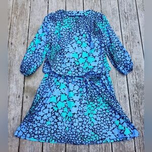 blue blue blouson • bold floral midi dress